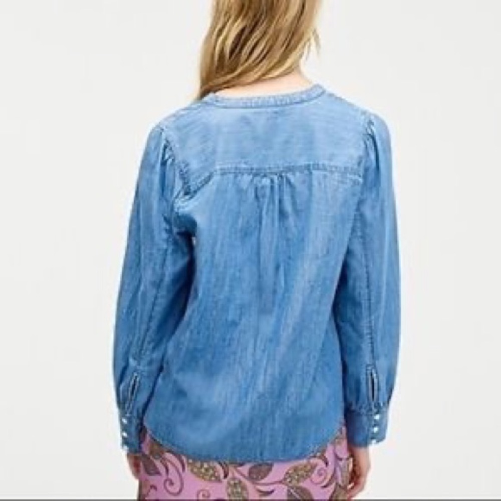 J.Crew Point Sur Puff Sleeve Chambray Top - Picture 7 of 7